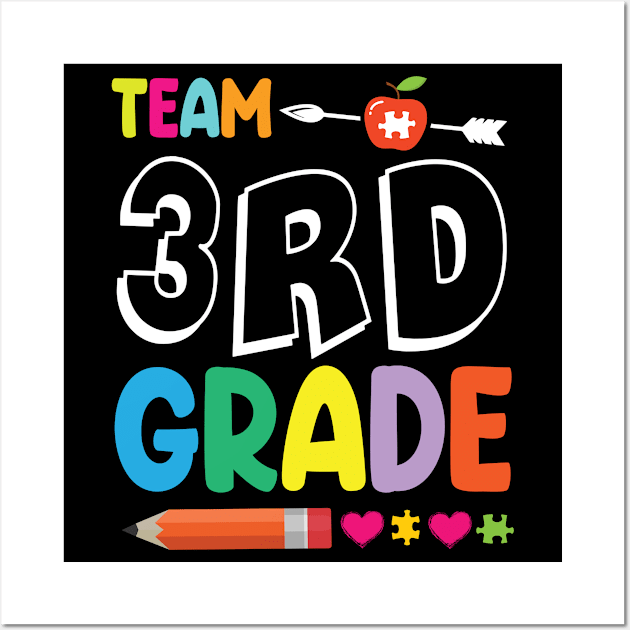 Team 3rd Grade Student Senior Teacher Happy Back To School Wall Art by DainaMotteut